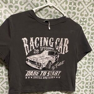 SHEIN Black Racing Car Graphic Crop Top